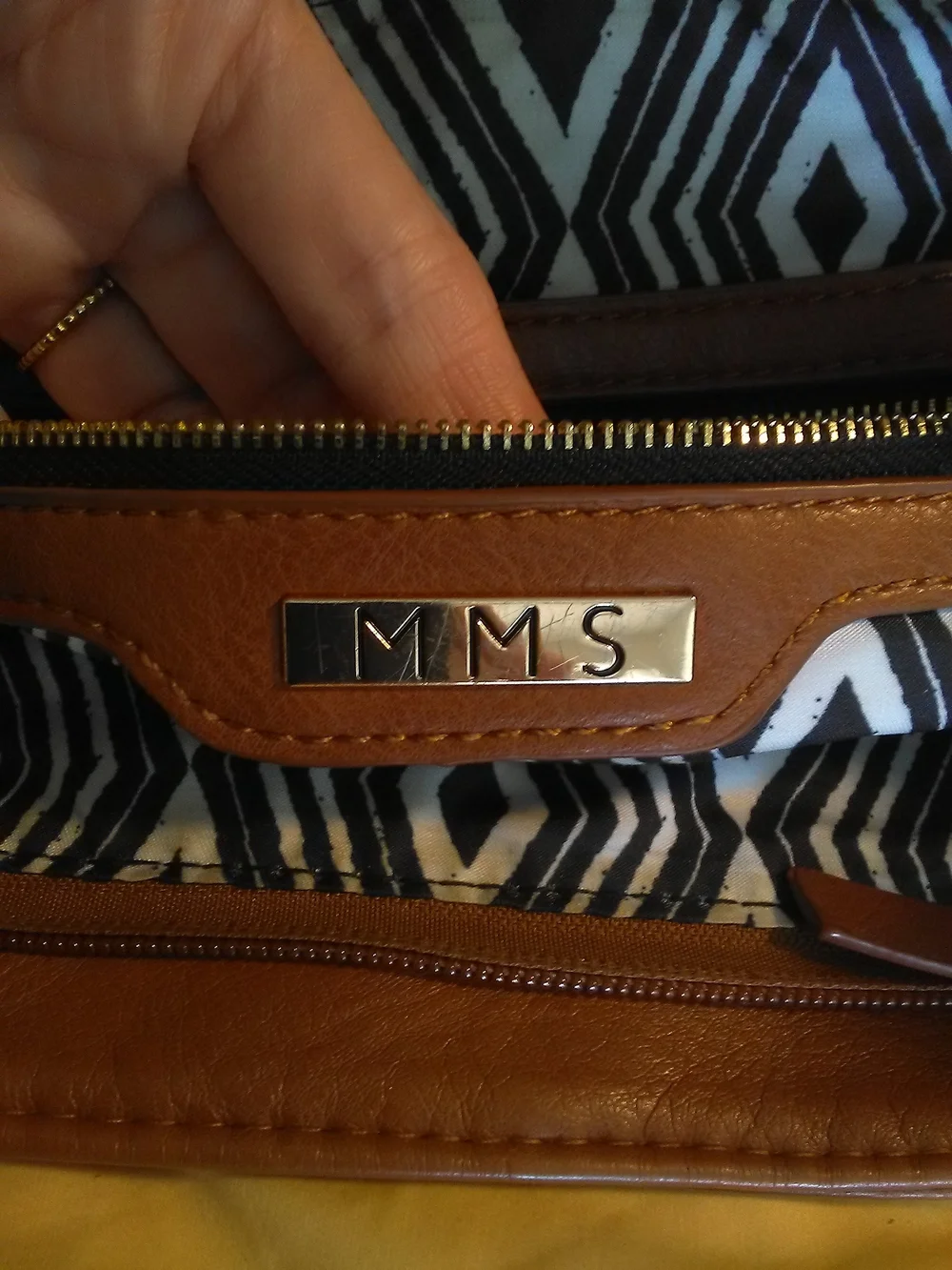 M.M.S. Brown VEGAN Leather Shoulder Bag Gold Buckles Adj. Strap